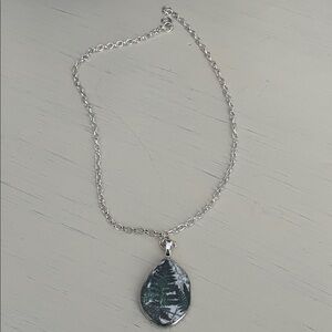 NWOT Silver tone Pendant Necklace with Pinetree Forest Design